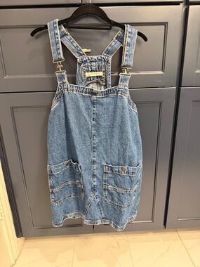 We The Free Light Blue Denim Overall Dress